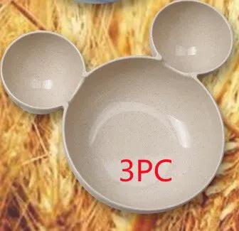 Wheat Straw Childrens Cartoon Bowl Set With Mickey Theme Kids Tableware Eco Friendly Gift by null