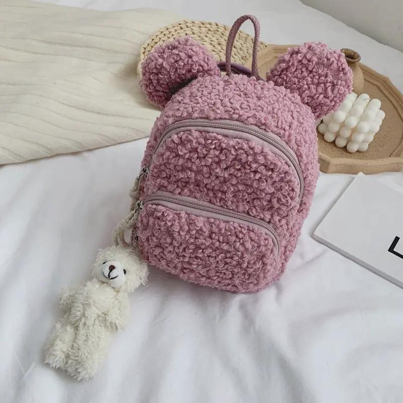 Wild Travel Cartoon School Backpack For Kids Woolen Cloth Mini Student Bag With Adjustable Straps 19cm By 13cm By 19cm by null