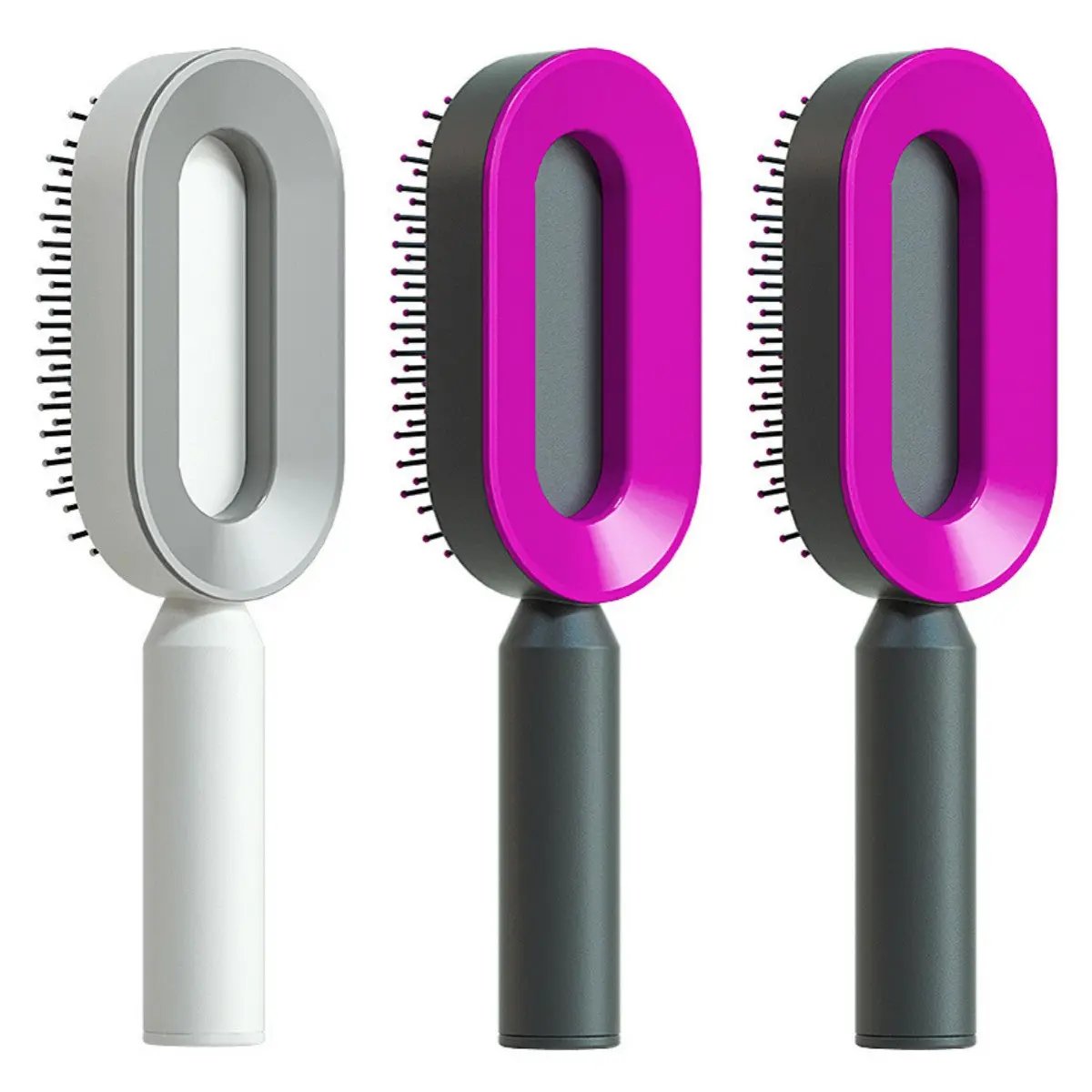 Self Cleaning Hair Brush For Women One-key Cleaning Hair Loss Airbag Massage Scalp Comb Anti-Static Hairbrush by null