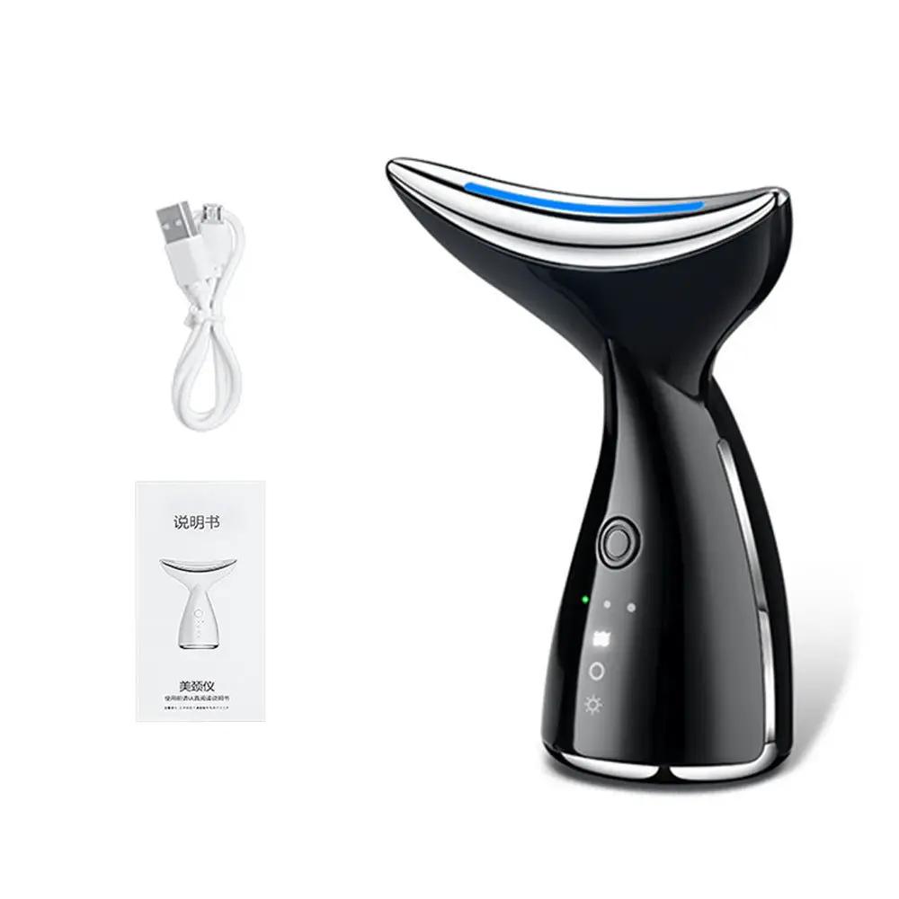 EMS Microcurrent Neck And Face Beauty Device With 3 Color LED Photon Therapy For Skin Tightening And Double Chin Reduction by null
