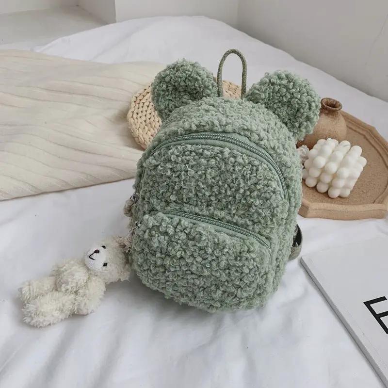 Wild Travel Cartoon School Backpack For Kids Woolen Cloth Mini Student Bag With Adjustable Straps 19cm By 13cm By 19cm by null