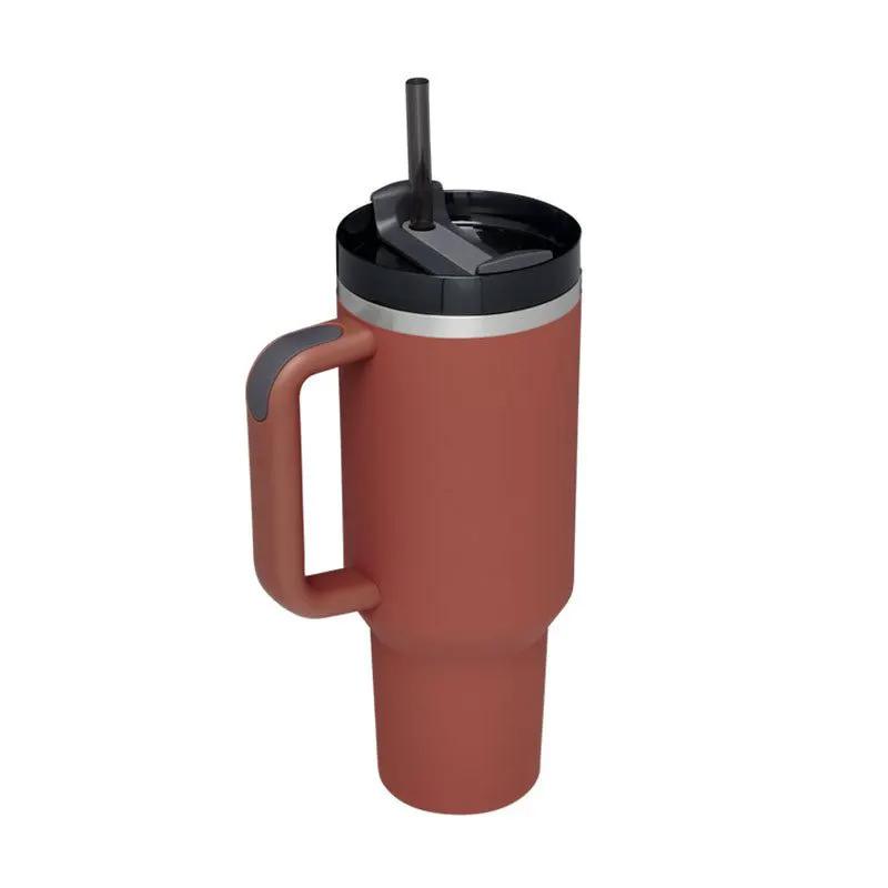 40 Oz Stainless Steel Insulated Tumbler With Handle Travel Coffee Cup For Office And Gym by null
