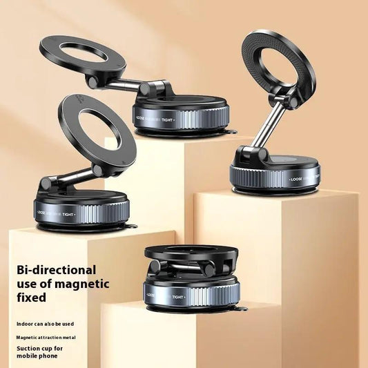 Vacuum Rotary Magnetic Car Phone Holder 360 Degree Rotation With Strong Suction Cup Zinc Aluminum ABS by null