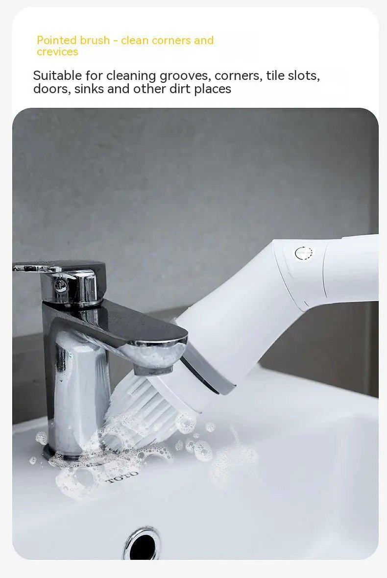 Telescopic Electric Scrubber With Long Handle For Walls And Tight Spaces Multifunctional Cleaning Brush by null