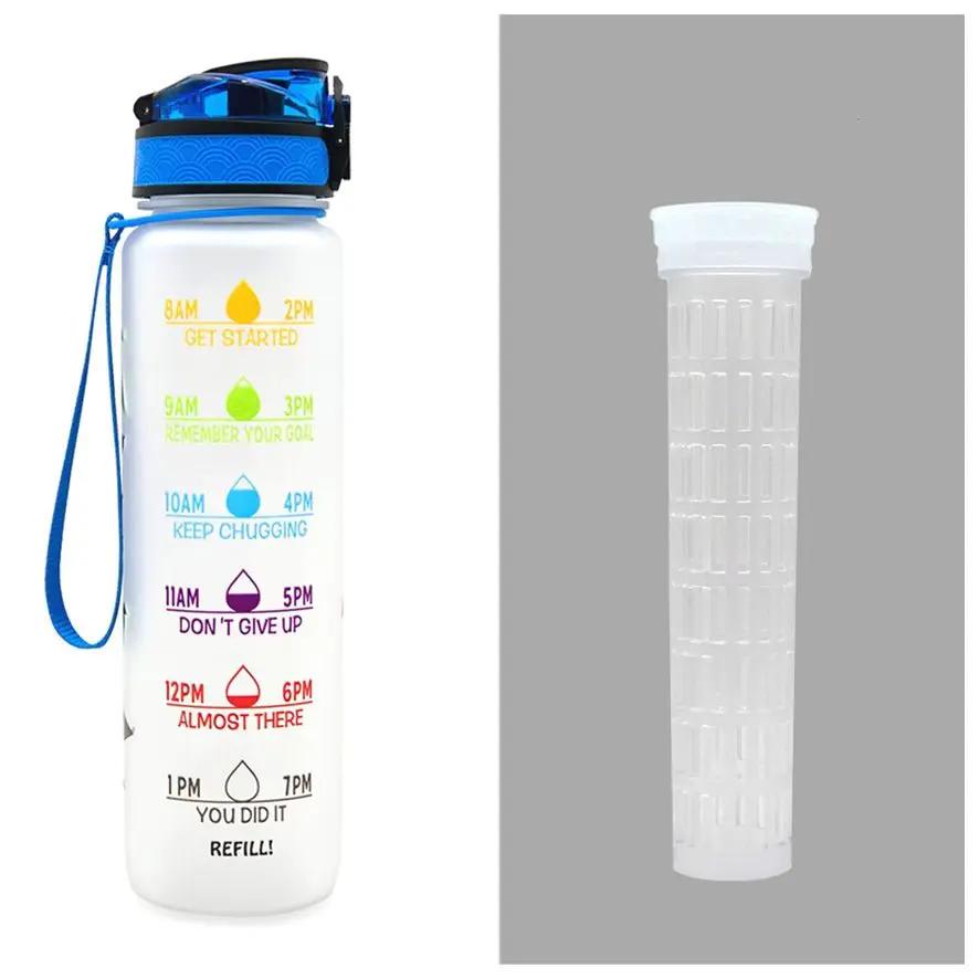 Leakproof 1L Tritan Water Bottle with Time Marker - Cycling Motivational Sports Fitness Cup by null