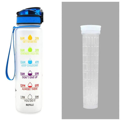 Leakproof 1L Tritan Water Bottle with Time Marker - Cycling Motivational Sports Fitness Cup by null