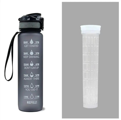 Leakproof 1L Tritan Water Bottle with Time Marker - Cycling Motivational Sports Fitness Cup by null