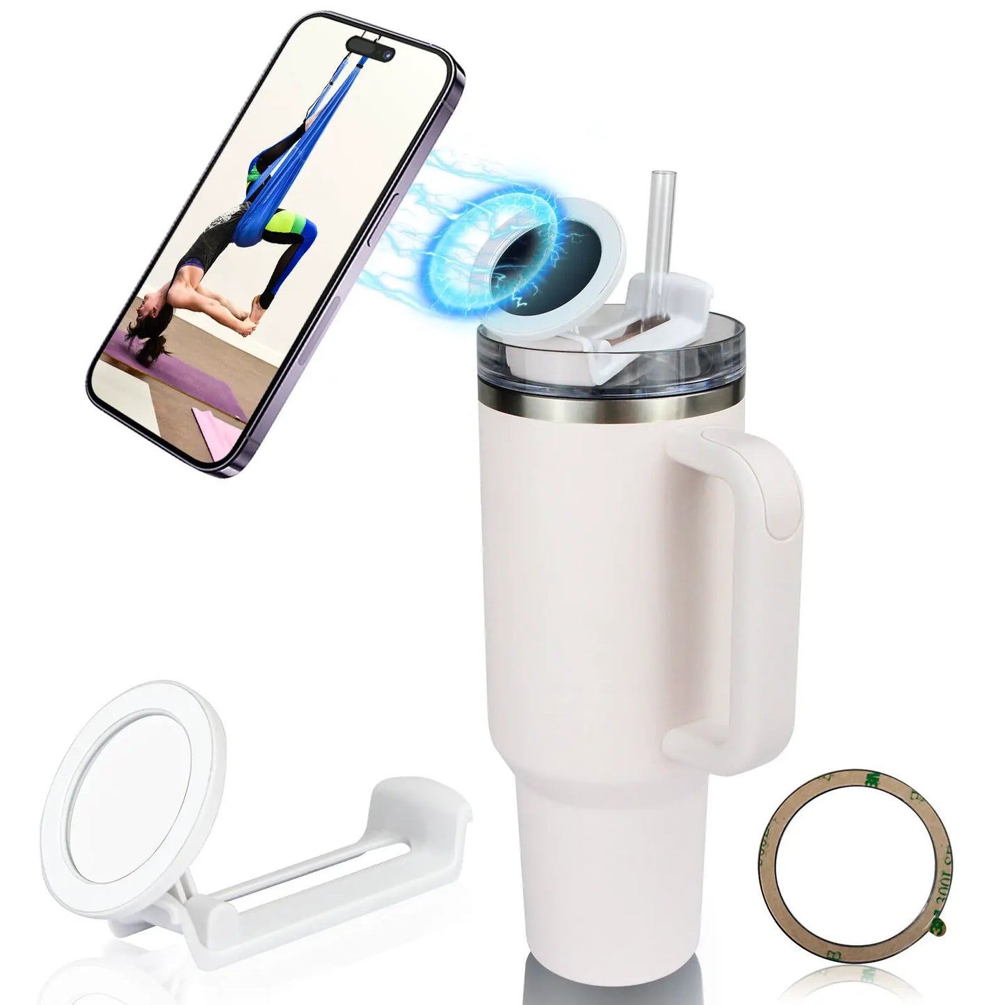 Magnetic Car Cup Holder Phone Mount Dual Function Accessory for Secure Phone Access and Beverage Safety by null