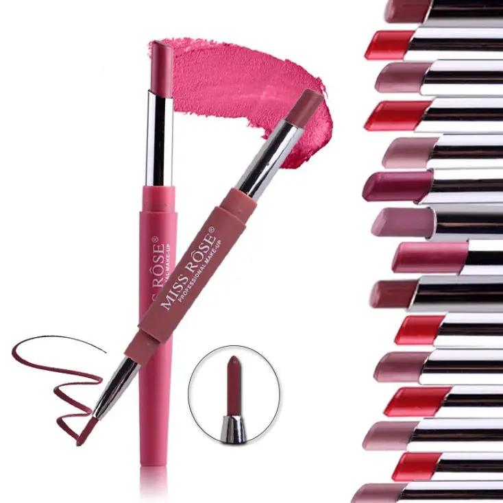 Three In One Lipstick Pen With Lip Liner Dual Ended Tool For Precise Lip Liner And Rich Lip Color by null