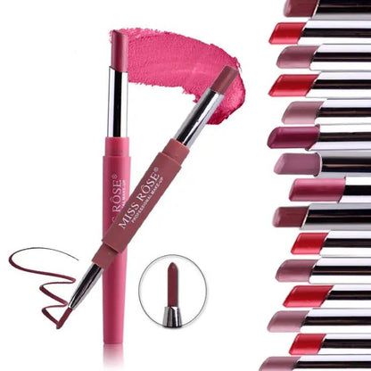 Three In One Lipstick Pen With Lip Liner Dual Ended Tool For Precise Lip Liner And Rich Lip Color by null