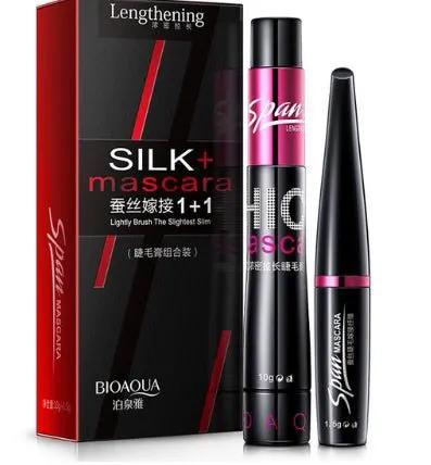 Silk Grafted Fiber Mascara Set Double Tube Waterproof Thickening Lengthening Smudge Proof No Clump Long Lasting Makeup by null