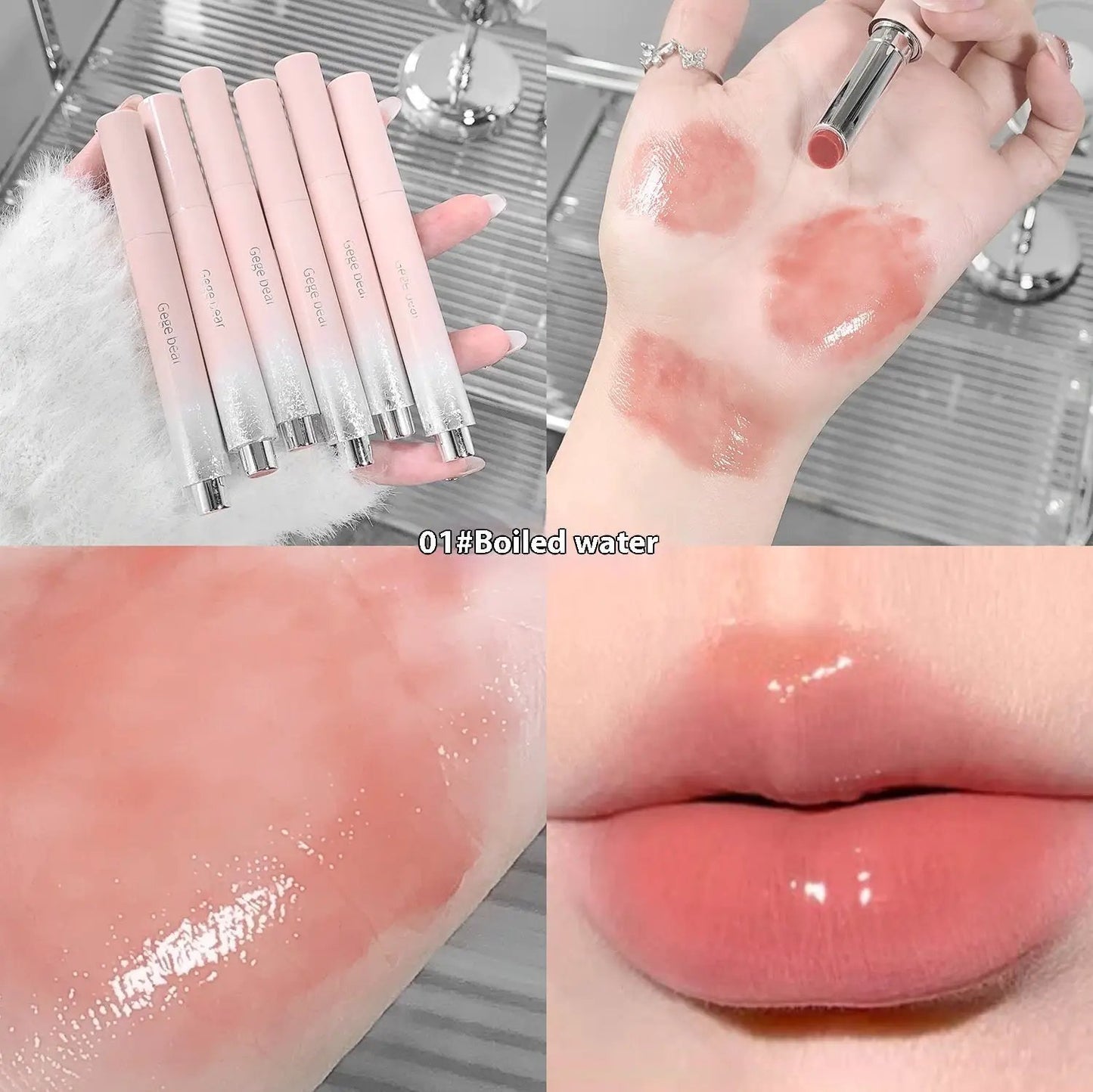 Water Light Pressed Lipstick With Solid Gloss Mirror Shine For High Shine Lip Makeup by null