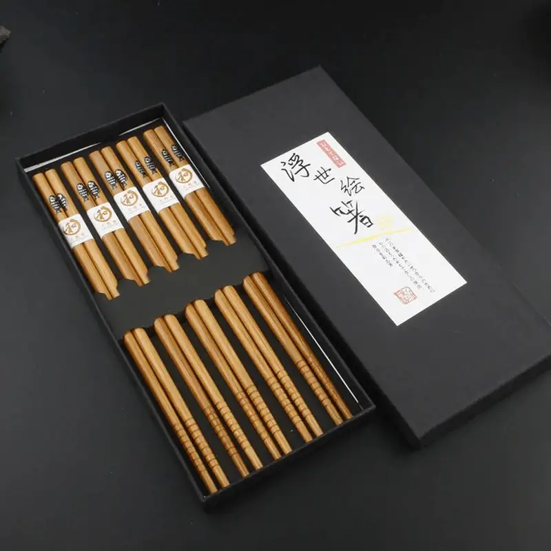 Eco Friendly Bamboo Chopsticks 22cm Water Polished Japan And Korea Style Reusable by null