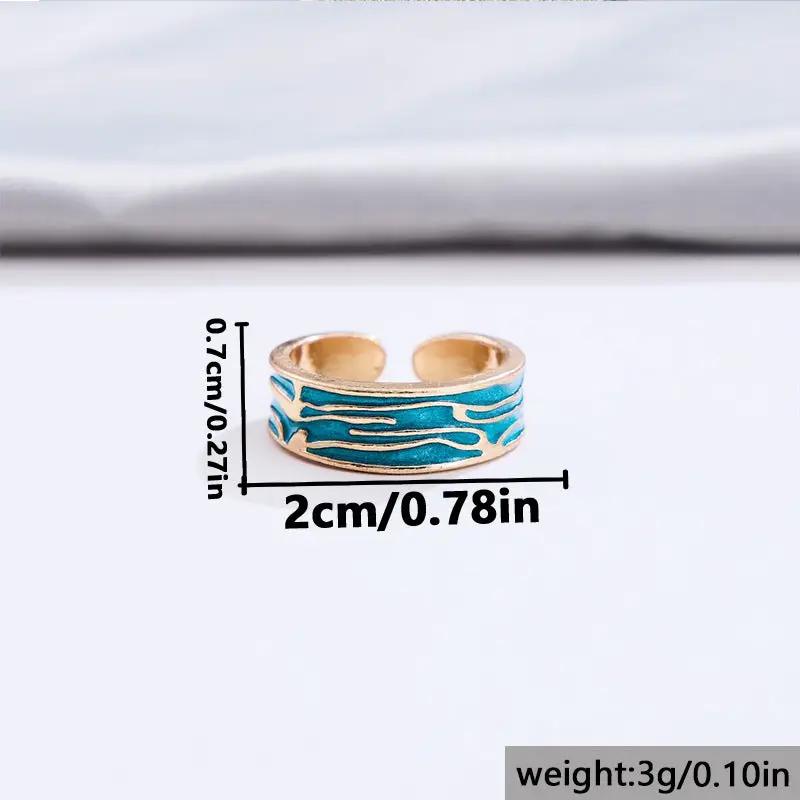 Drop Oil Blue Ocean Open Ring Fashion Women's Bracelet Ring by Zeny Home & Beauty