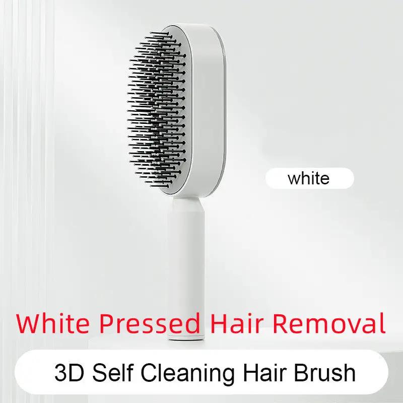 Self Cleaning Hair Brush For Women One-key Cleaning Hair Loss Airbag Massage Scalp Comb Anti-Static Hairbrush by null