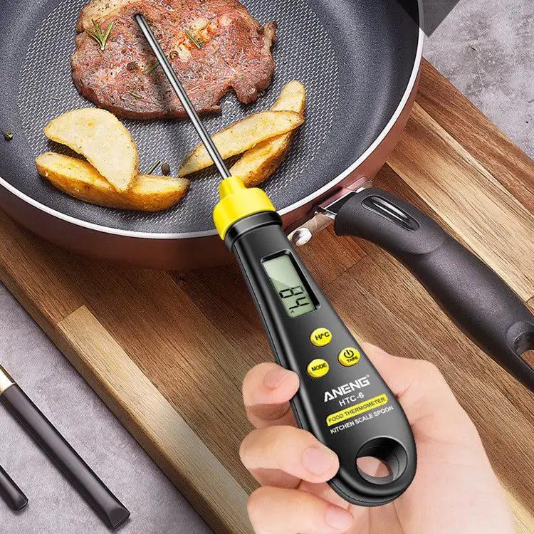 Two In One Digital Display Food Temperature And Weighing Spoon Scale Kitchen Gadget Black by null