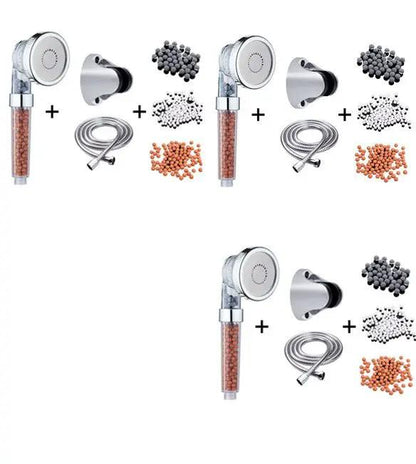 Pressurized Negative Ion Shower Head With Three Mode Water Outlet And Massage Spray by null