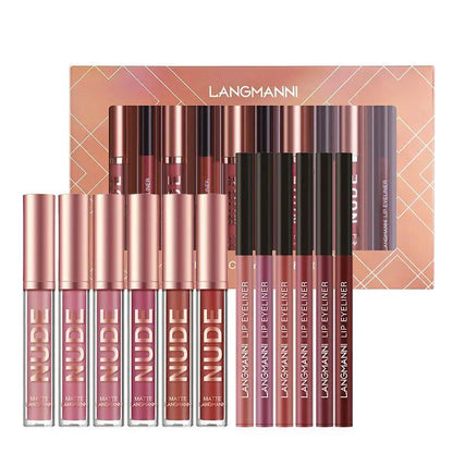 12 Piece Matte Lipstick And Lip Liner Set Waterproof Long Lasting Color For Every Look Gift Set by null