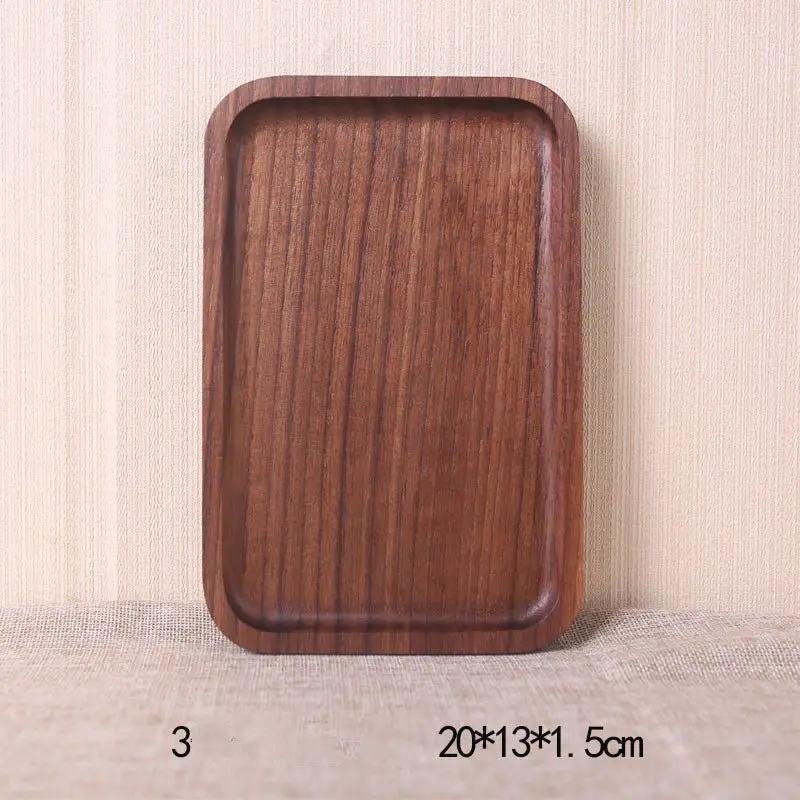 Japanese Korean Style Hand Painted Black Walnut Wood Square Dinner Plate 13cm No 2 Size by null