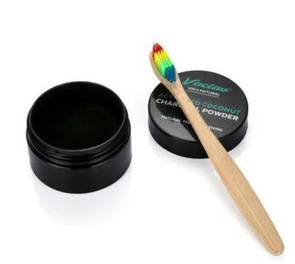 Activated Coconut Charcoal Teeth Whitening Powder For Oral Hygiene And Healthy Gums by null