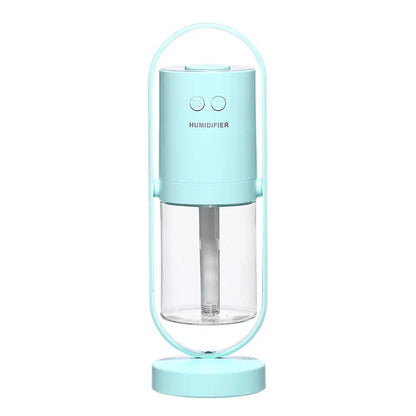 USB-powered ultrasonic mini air humidifier with projection night lights, compact desk unit for home, office, dorm