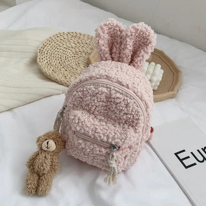 Wild Travel Cartoon School Backpack For Kids Woolen Cloth Mini Student Bag With Adjustable Straps 19cm By 13cm By 19cm by null