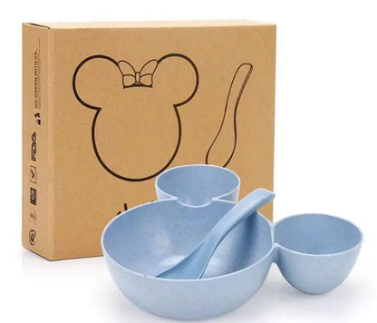 Wheat Straw Childrens Cartoon Bowl Set With Mickey Theme Kids Tableware Eco Friendly Gift by null