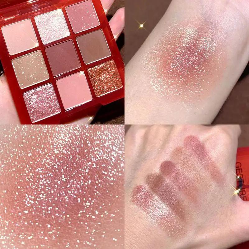 Nine Color Clear Acrylic Eyeshadow Palette With Transparent Nine Square Layout For Effortless Day To Night Looks by null