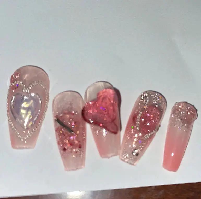 Summer Strawberry False Nail Wraps Set For Easy At Home Manicure Bright Colorful Nails Without Salon Visit by null
