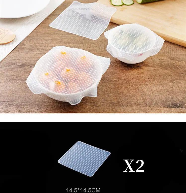 Reusable Silicone Stretch Wrap And Bowl Cover Set Microwave Safe Fridge Seal Anti Slip Tea Pad Food Grade by null