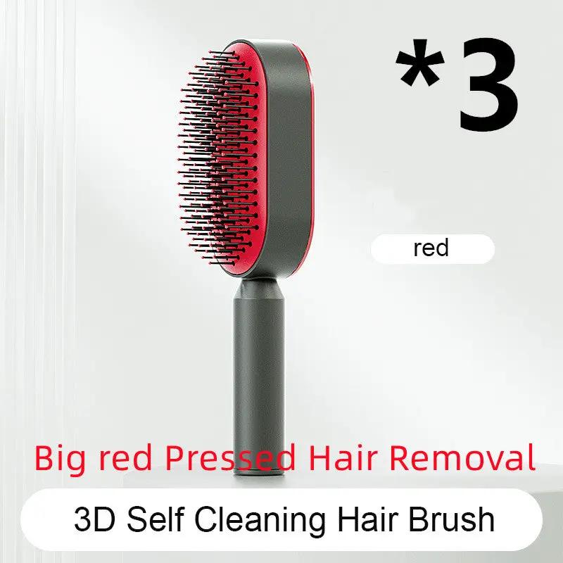 Self Cleaning Hair Brush For Women One-key Cleaning Hair Loss Airbag Massage Scalp Comb Anti-Static Hairbrush by null