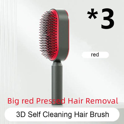 Self Cleaning Hair Brush For Women One-key Cleaning Hair Loss Airbag Massage Scalp Comb Anti-Static Hairbrush by null