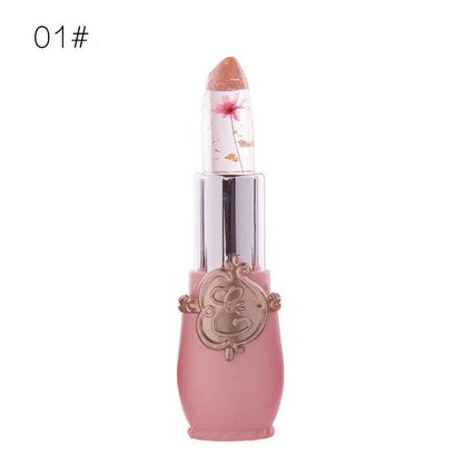 Temperature Change Lipstick With Transparent Jelly Flower Dried Flower Design Waterproof Long Lasting Color by null