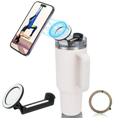 Magnetic Car Cup Holder Phone Mount Dual Function Accessory for Secure Phone Access and Beverage Safety by null