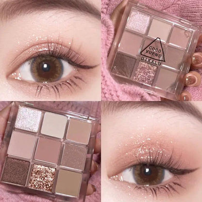 Nine Color Clear Acrylic Eyeshadow Palette With Transparent Nine Square Layout For Effortless Day To Night Looks by null