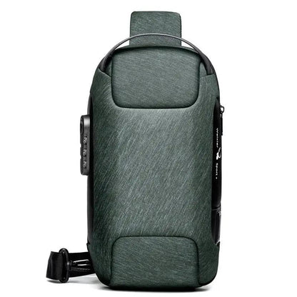Canvas Chest Bag For Men Shoulder Bag With Zipper Closure Medium Size Mobile Phone And Certificate Pockets by null