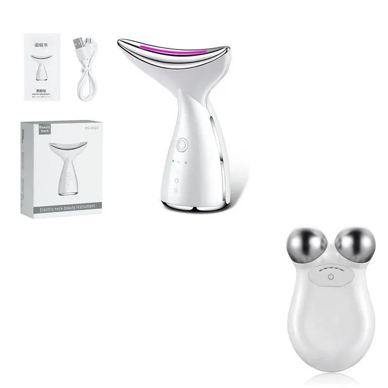 EMS Microcurrent Neck And Face Beauty Device With 3 Color LED Photon Therapy For Skin Tightening And Double Chin Reduction by null