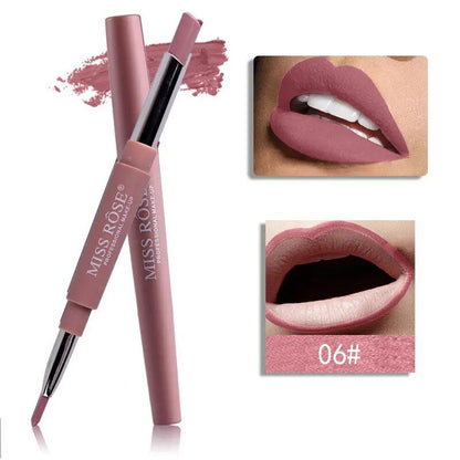 Three In One Lipstick Pen With Lip Liner Dual Ended Tool For Precise Lip Liner And Rich Lip Color by null