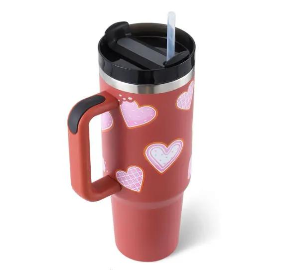 40 Oz Stainless Steel Insulated Tumbler With Handle Travel Coffee Cup For Office And Gym by null