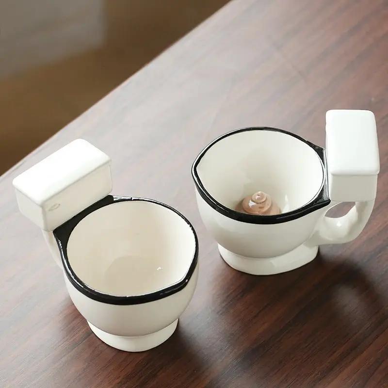 Toilet Shaped Ceramic Coffee Mug With Sturdy Handgrip 280 Milliliter Capacity Quirky Kitchen Decor Gift by null