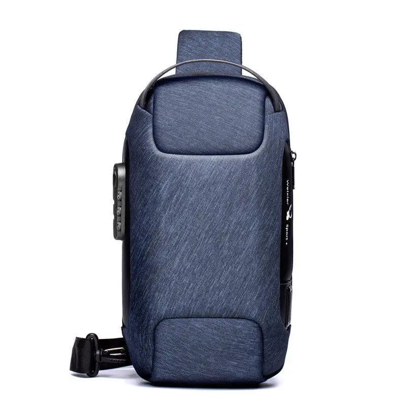Canvas Chest Bag For Men Shoulder Bag With Zipper Closure Medium Size Mobile Phone And Certificate Pockets by null