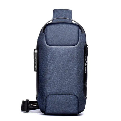 Canvas Chest Bag For Men Shoulder Bag With Zipper Closure Medium Size Mobile Phone And Certificate Pockets by null