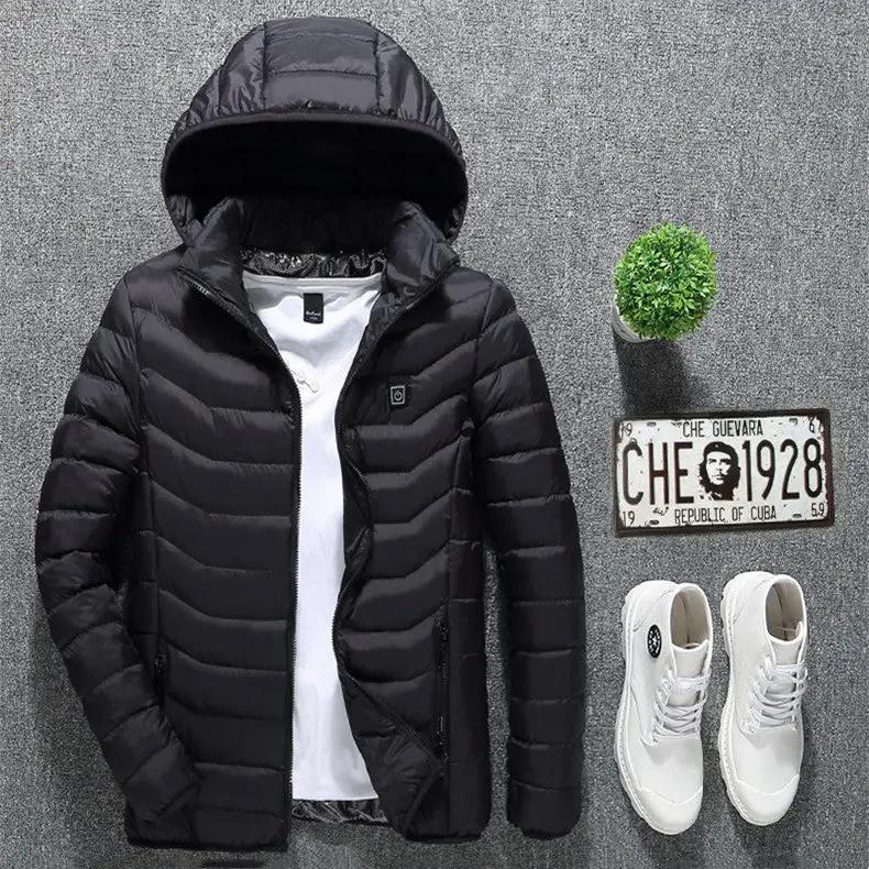 Winter Heated Jacket USB Electric Cotton Coat Zip-up Heater Thermal Clothing Heating Vest For Men by null