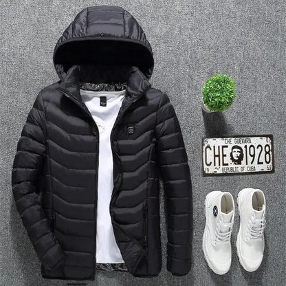 Winter Heated Jacket USB Electric Cotton Coat Zip-up Heater Thermal Clothing Heating Vest For Men by null