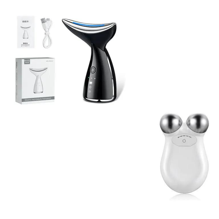 EMS Microcurrent Neck And Face Beauty Device With 3 Color LED Photon Therapy For Skin Tightening And Double Chin Reduction by null