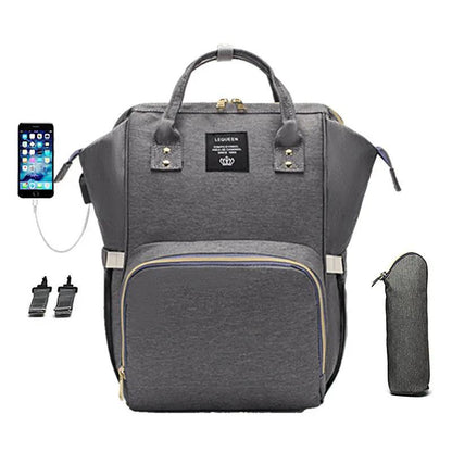 Lequeen Multifunctional Large Capacity Mummy Bag Diaper Bag With Shoulder And Crossbody Straps Oxford Cloth by null
