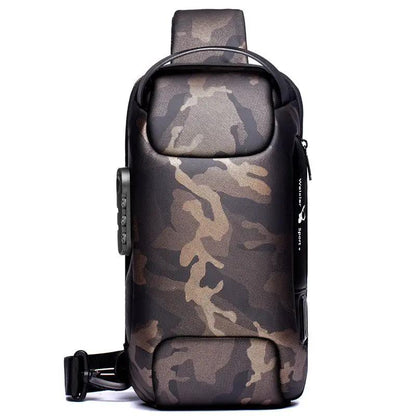 Canvas Chest Bag For Men Shoulder Bag With Zipper Closure Medium Size Mobile Phone And Certificate Pockets by null