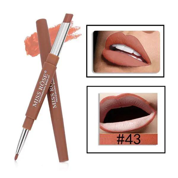 Three In One Lipstick Pen With Lip Liner Dual Ended Tool For Precise Lip Liner And Rich Lip Color by null