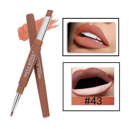 Three In One Lipstick Pen With Lip Liner Dual Ended Tool For Precise Lip Liner And Rich Lip Color by null