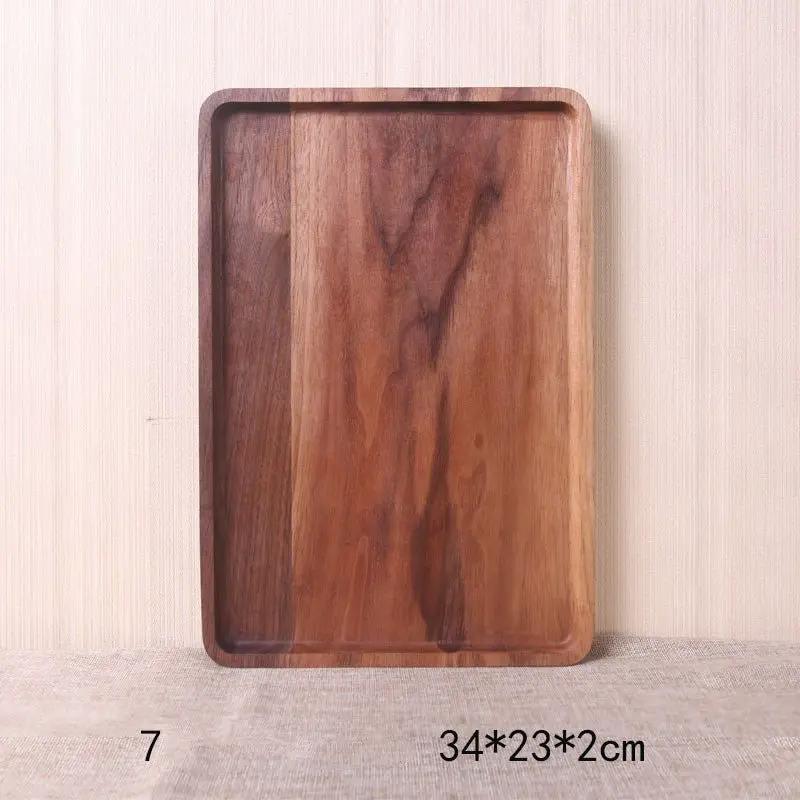Japanese Korean Style Hand Painted Black Walnut Wood Square Dinner Plate 13cm No 2 Size by null